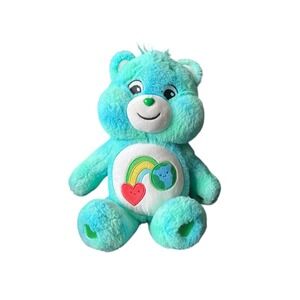 Care Bears Togetherness Bear Plush 2021 Teal Blue Rainbow Earth 13"